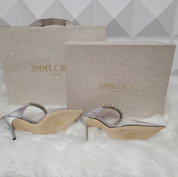 Jimmy choo Clear Mexi Mules with multiple colored crystal strap 37.5 - Picture 3 of 13